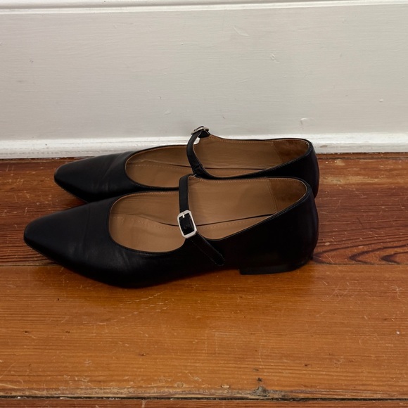 Flattered Camila Black Leather Mary Jane Flats Buckle Women's Sz 7 / EU 37 Spain - Picture 4 of 10